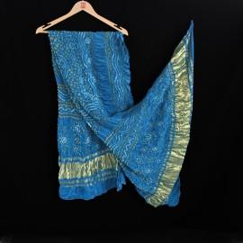 Buy Butterfly Blue Colour Pure Gaji Silk Bandhani Dupatta Online in Delhi