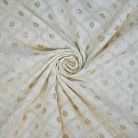 Buy Off White Colour Chanderi Self Mat Zari Jacquard Dyeable Fabrics Rjs1023 Online in Delhi