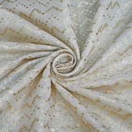 Buy White Colour Chanderi Mat Gold Zari Dyeable Fabrics Rjs1018 Online in Delhi