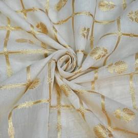 Buy White Colour Chanderi Gold Zari Dyeable Fabrics Rjs1003 Online in Delhi