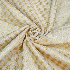 Buy Off White Colour Chanderi Gold Zari Dyeable Fabrics Rjs1004 Online in Delhi
