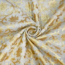 Buy Off White Colour Chanderi Gold Zari Dyeable Fabrics Rjs1010 Online in Delhi