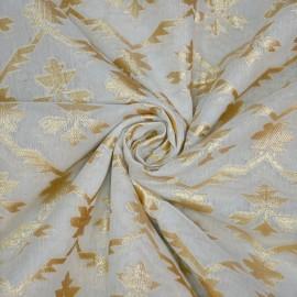 Buy White Colour Chanderi Gold Zari Dyeable Fabrics Rjs1011 Online in Delhi