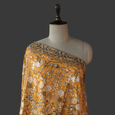 Yellow Colour Georgette Multi Thread Embroidery Dupatta